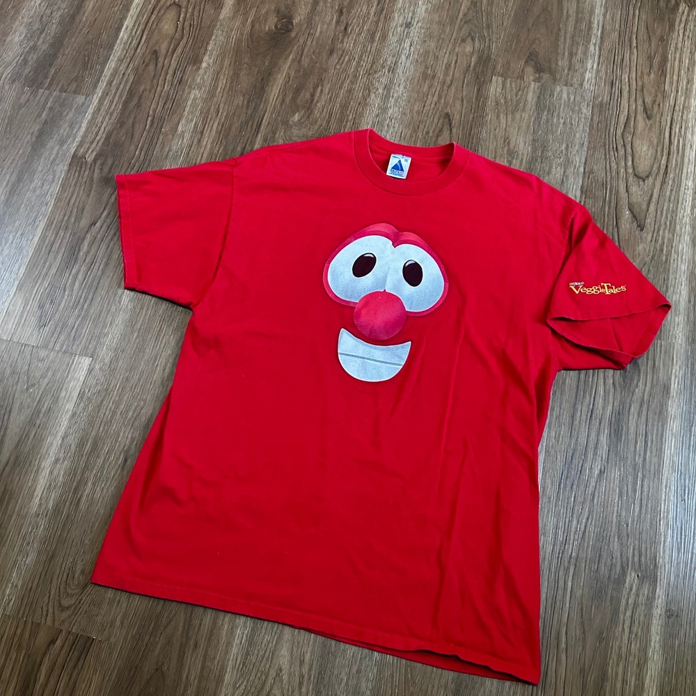 VeggieTales Bob the Tomato Graphic T-Shirt Mens XXL Red Good Vintage 90s Tee